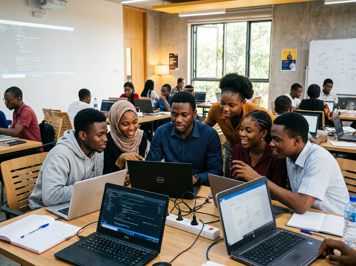 Students collaborating during a training session